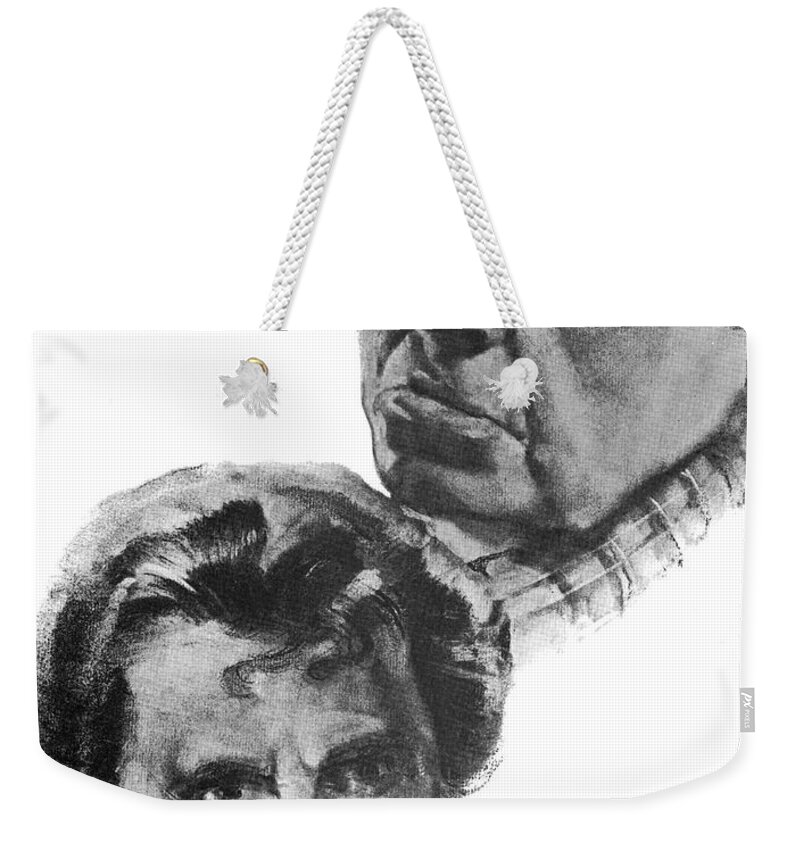 Marie Weekender Tote Bag featuring the drawing Marie Dressler by Volpe by Movie World Posters