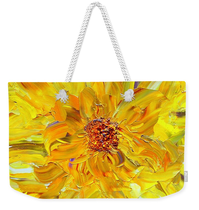 Marigold Weekender Tote Bag featuring the painting Marigold Inspiration 2 by Teresa Moerer