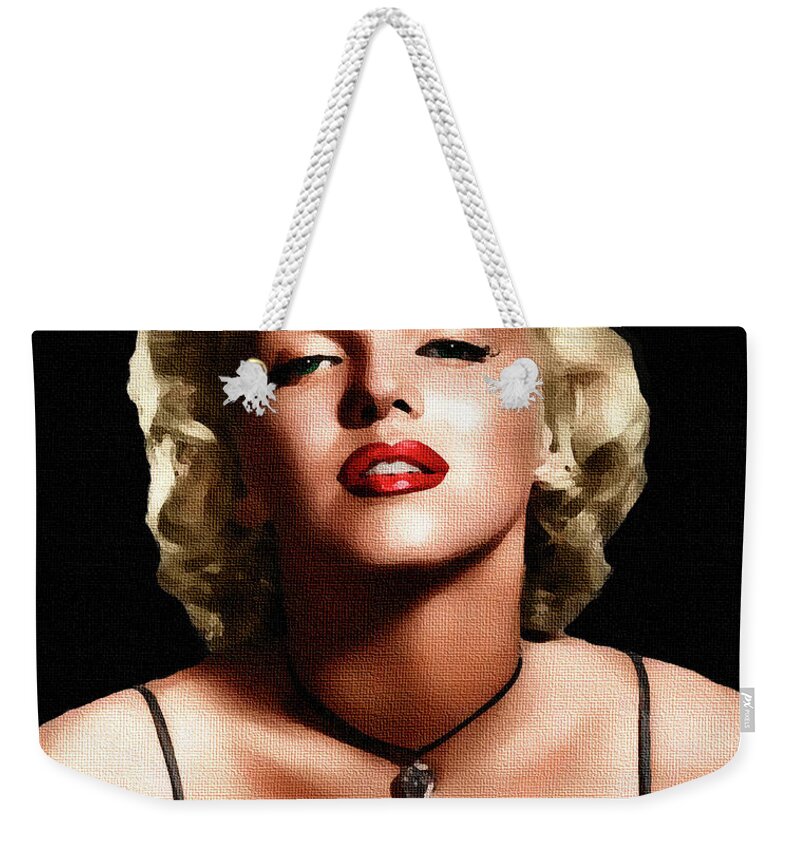 Marilyn Weekender Tote Bag featuring the painting Marilyn Monroe 3 by Stars on Art