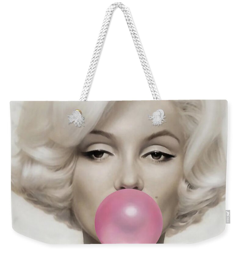 Pop Art Paintings Mixed Media Mixed Media Weekender Tote Bag featuring the mixed media Marilyn Monroe by Marvin Blaine
