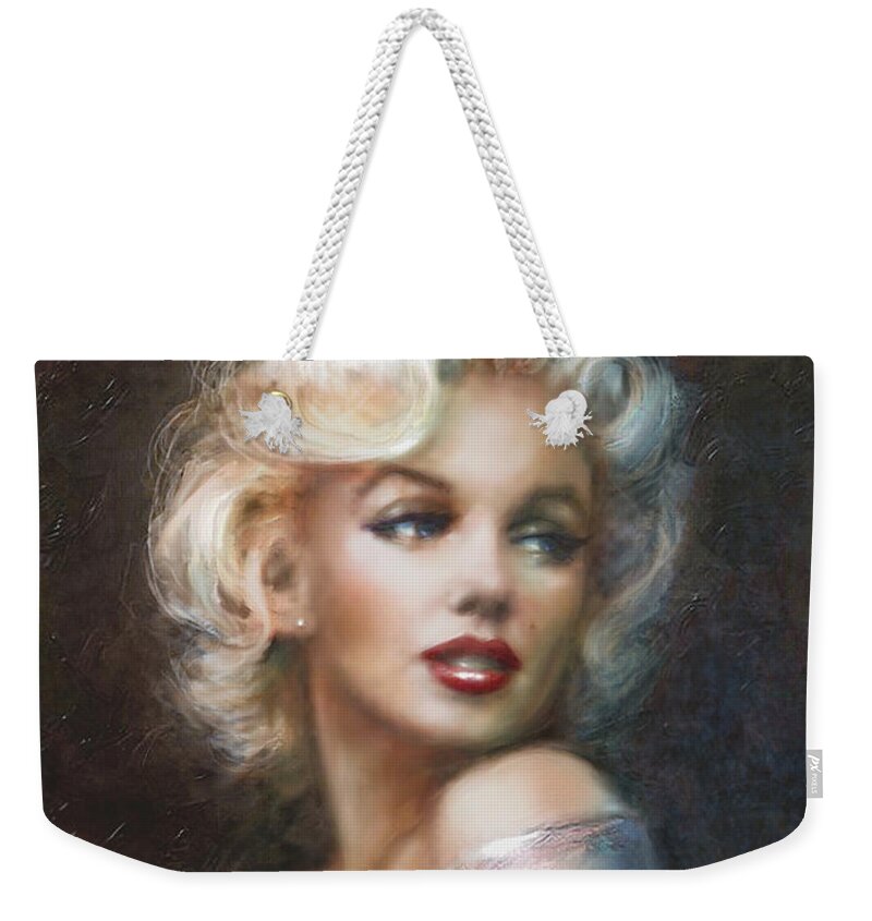 Theo Danella Weekender Tote Bag featuring the painting Marilyn WW soft by Theo Danella