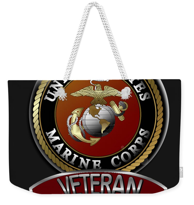 Marines Weekender Tote Bag featuring the digital art Marine Veteran by Bill Richards