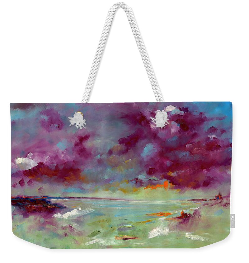 Bay Weekender Tote Bag featuring the painting Marooned by Roger Clarke