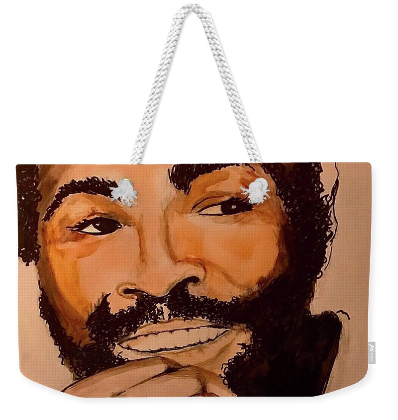  Weekender Tote Bag featuring the painting Marvin Gaye by Angie ONeal