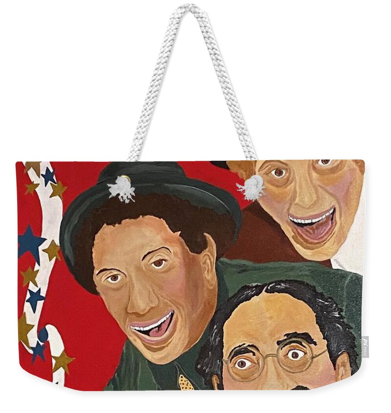  Weekender Tote Bag featuring the painting Marx Brother Hollwood by Bill Manson