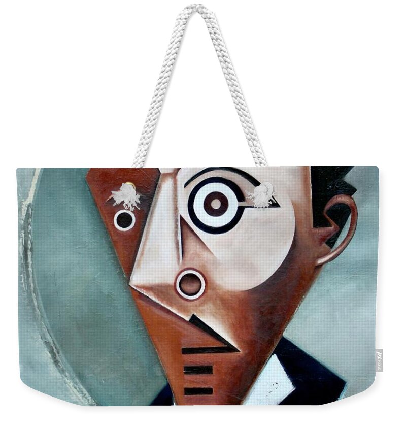 Langston Hughes Weekender Tote Bag featuring the painting Mask of the Black Pierrot / Langston Hughes by Martel Chapman