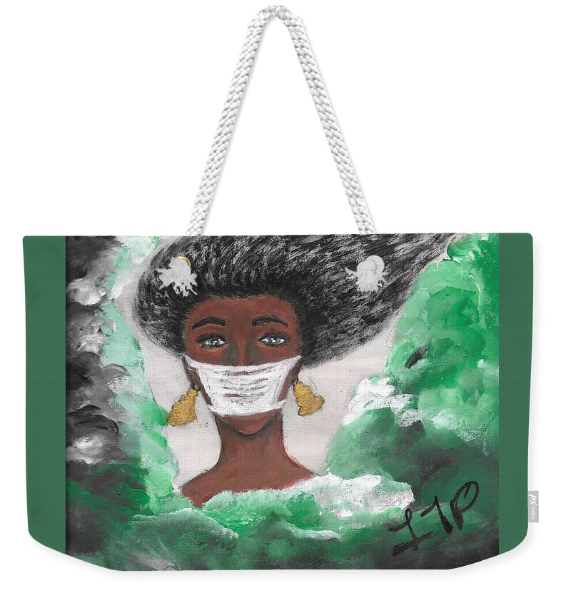 Mask Weekender Tote Bag featuring the painting Masked Goddess by Esoteric Gardens KN