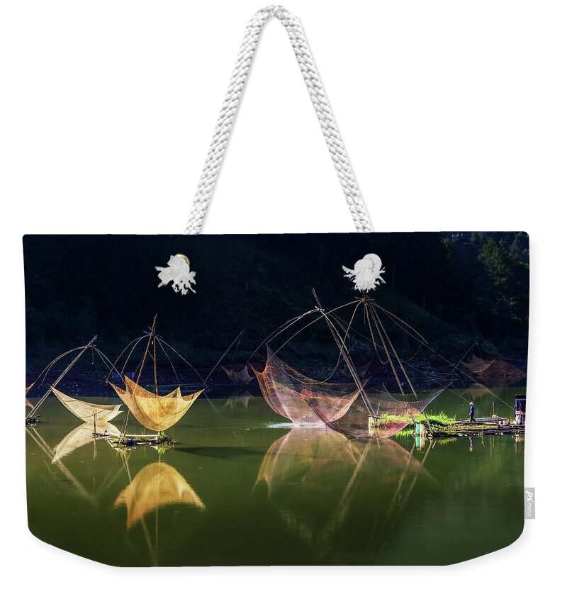 Awesome Weekender Tote Bag featuring the photograph Matrix Fishing Nets by Khanh Bui Phu