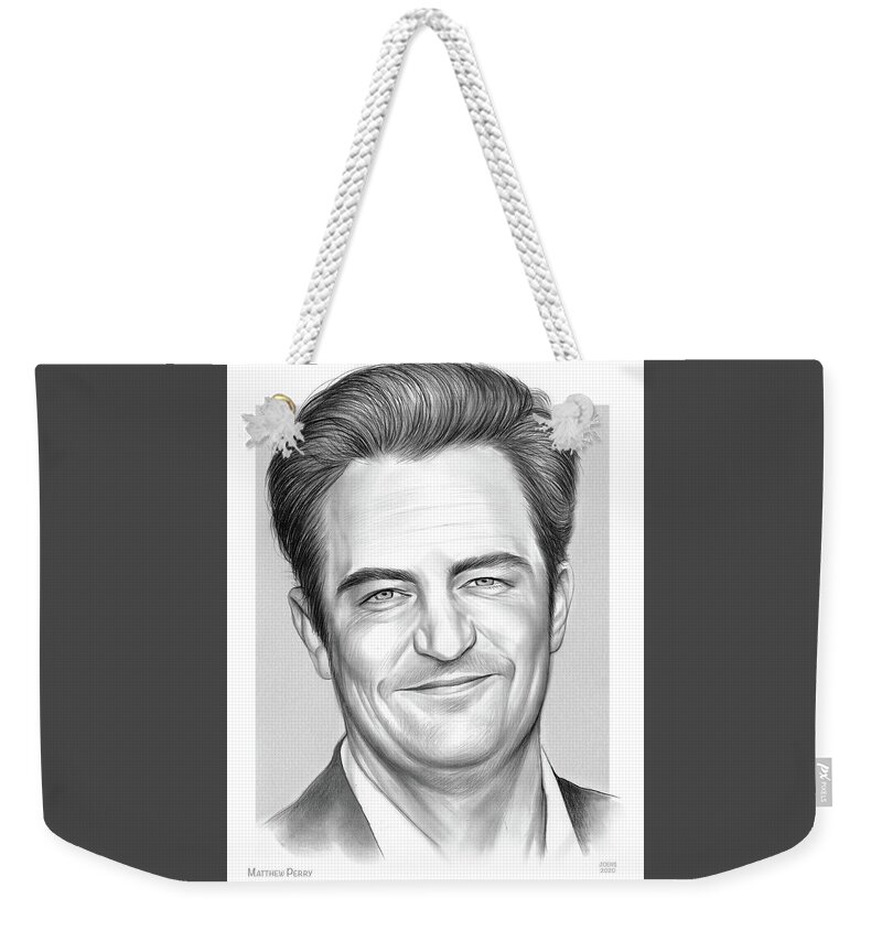 Matthew Perry Weekender Tote Bag featuring the drawing Matthew 2 by Greg Joens