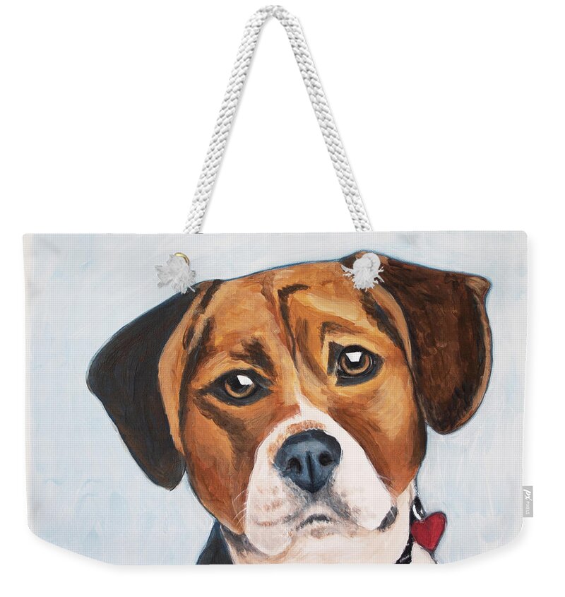 Beagle Weekender Tote Bag featuring the painting Max by Pamela Schwartz