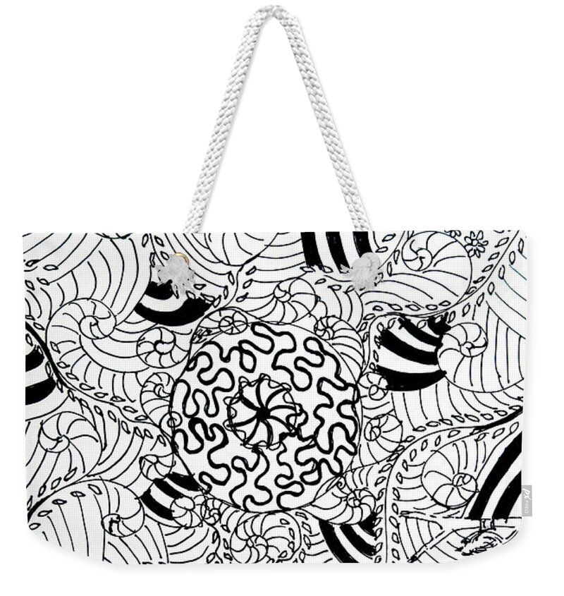 Doodle Weekender Tote Bag featuring the drawing Maze doodle by Faa shie