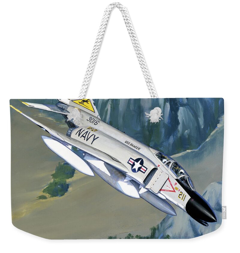 Aviation Weekender Tote Bag featuring the painting McDonnell Douglas F-4 Phantom II by Jack Fellows