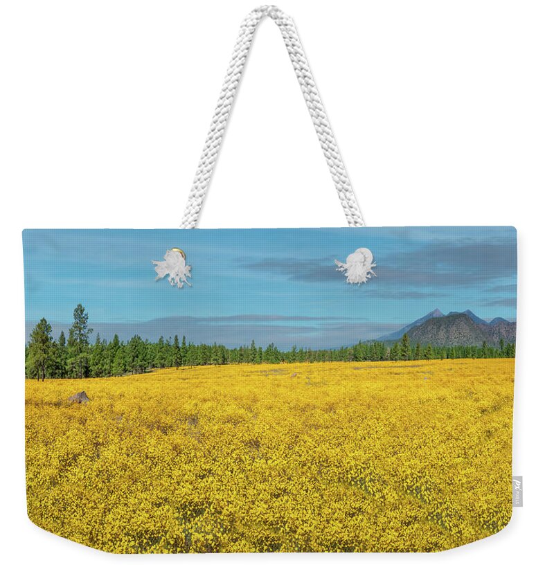 Arizona Weekender Tote Bag featuring the photograph Meadow of Yellow Wildflowers by Jeff Goulden