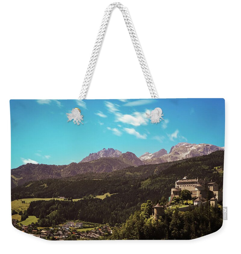 Reconstruction Weekender Tote Bag featuring the photograph Medieval Hohenwerfen Castle by Vaclav Sonnek