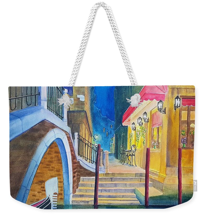 Landscape Weekender Tote Bag featuring the painting Meet me for cicchetti by Petra Burgmann