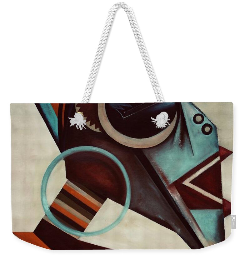 African Masks Weekender Tote Bag featuring the painting Melodist L'Afrique by Martel Chapman