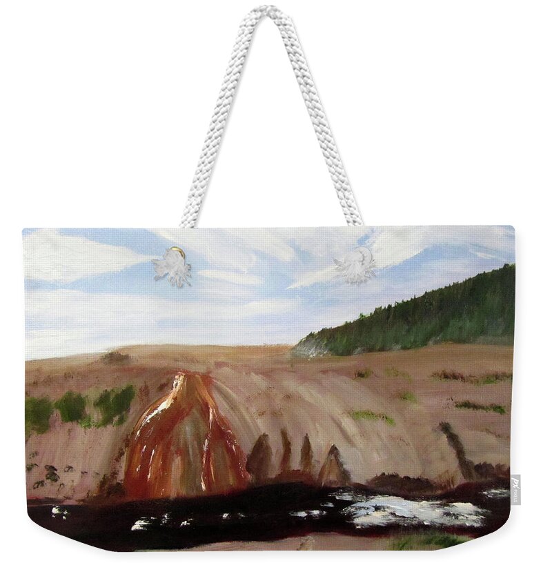 Yellowstone Weekender Tote Bag featuring the painting Memories of Travel Days by Linda Feinberg