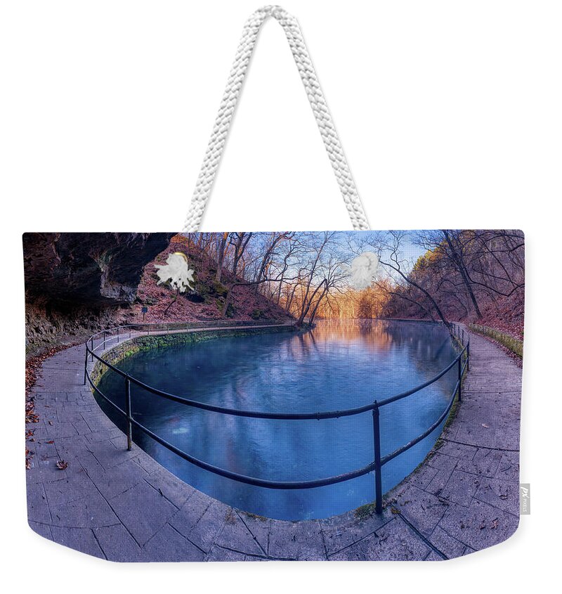 Water Weekender Tote Bag featuring the photograph Meramac Spring Panorama by Robert Charity