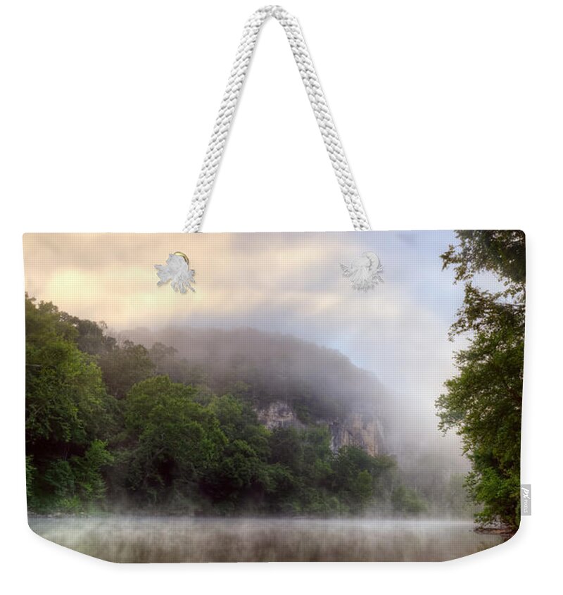 Mist Weekender Tote Bag featuring the photograph Meramec River at Vilander Bluffs by Robert Charity