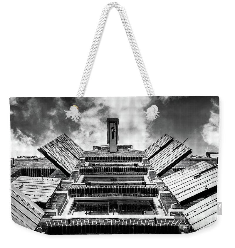 Home Weekender Tote Bag featuring the photograph Merchant house, Amsterdam, black and white by Jane Rix