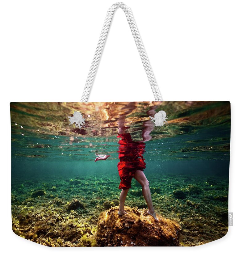 Underwater Weekender Tote Bag featuring the photograph Mermaid Legs by Gemma Silvestre
