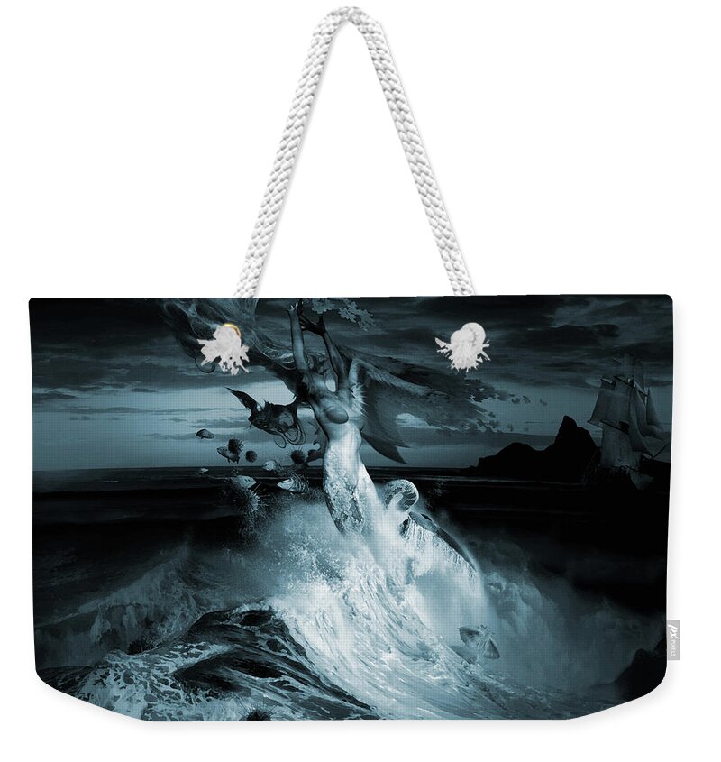 Clouds Water Horizon Weekender Tote Bag featuring the digital art Mermaid Syndrom by George Grie