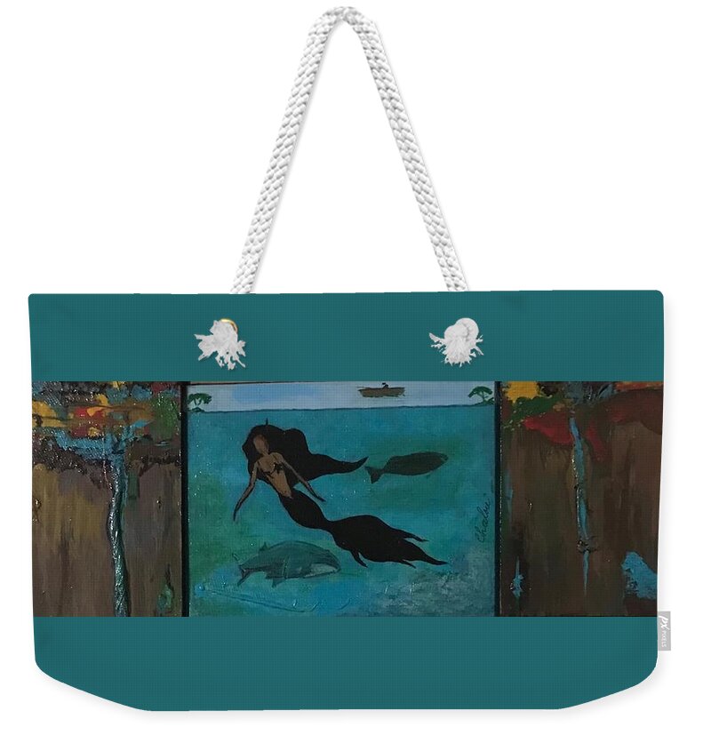  Weekender Tote Bag featuring the painting Mermaid Wave by Charles Young