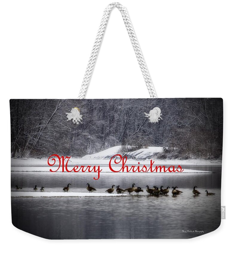 Christmas Weekender Tote Bag featuring the photograph Merry Christmas Canadian Geese by Mary Walchuck