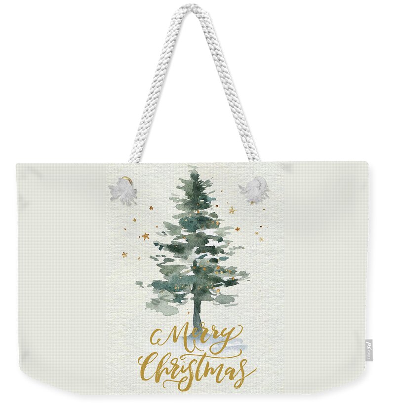 Merry Christmas Weekender Tote Bag featuring the painting Watercolor Christmas Tree by Modern Art