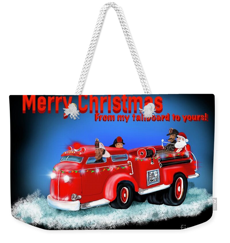 Happy Holidays Weekender Tote Bag featuring the digital art Mery Christmas by Doug Gist