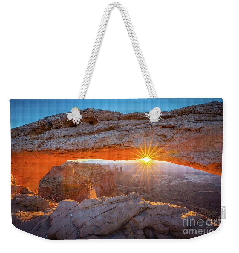 America Weekender Tote Bag featuring the photograph Mesa Arch Dawn by Inge Johnsson