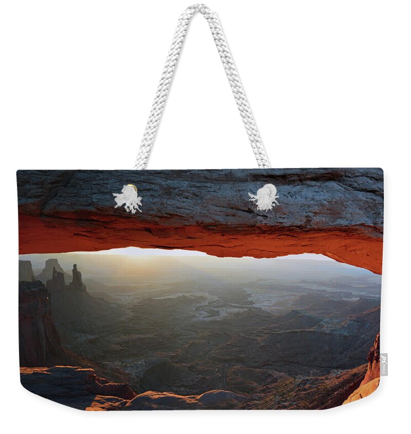 Mesa Arch Weekender Tote Bag featuring the photograph Mesa Arch Sunrise by Ben Prepelka