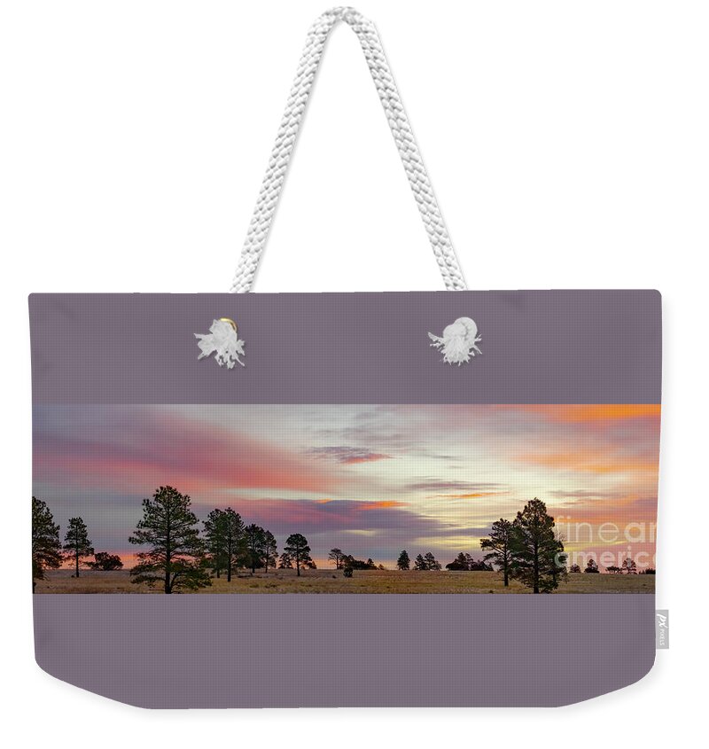 Sunrises Weekender Tote Bag featuring the photograph Mesa Dawn In Flagstaff by Jim Wilce