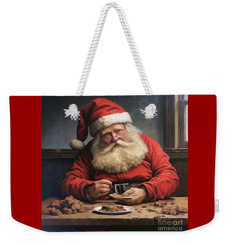 #faaadwordsbest Weekender Tote Bag featuring the painting Messy Santa by Tina LeCour