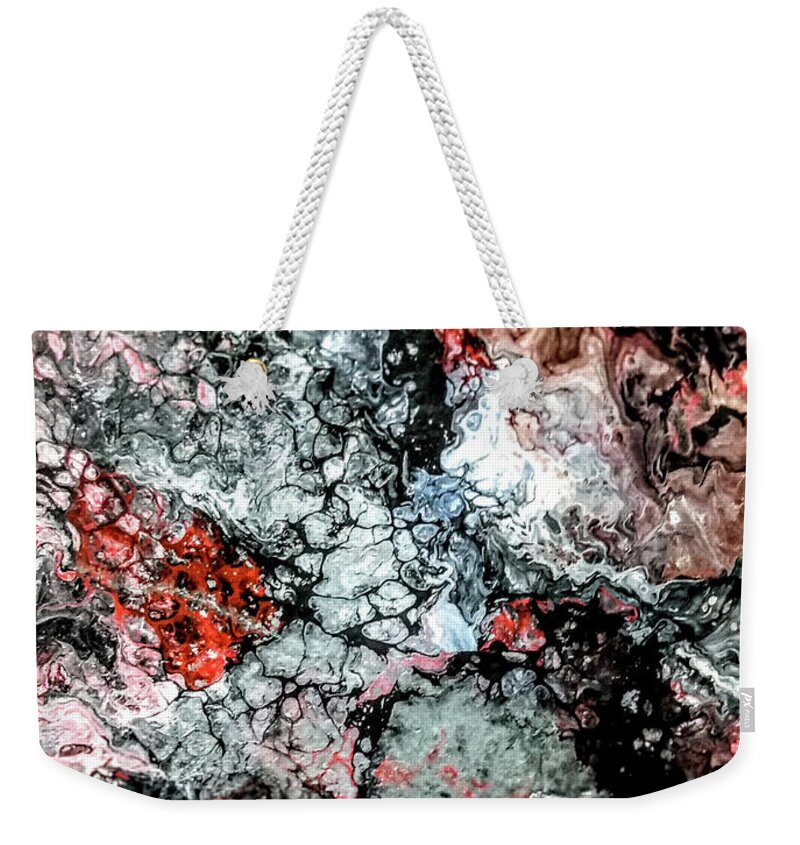Metallic Weekender Tote Bag featuring the painting Metallic Madness by Anna Adams