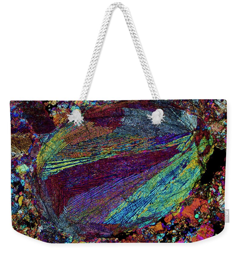 Abstract Weekender Tote Bag featuring the photograph Meteorite 20 by - MicROCKScopica -