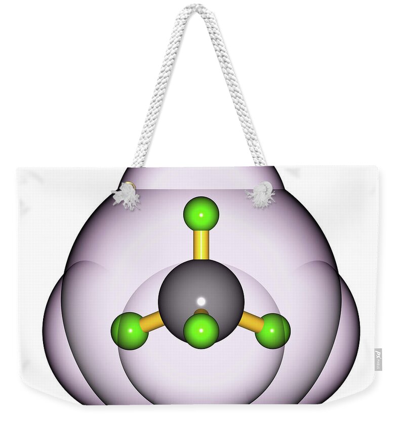 Alkane Weekender Tote Bag featuring the digital art Methane Molecule CH4 13 by Russell Kightley