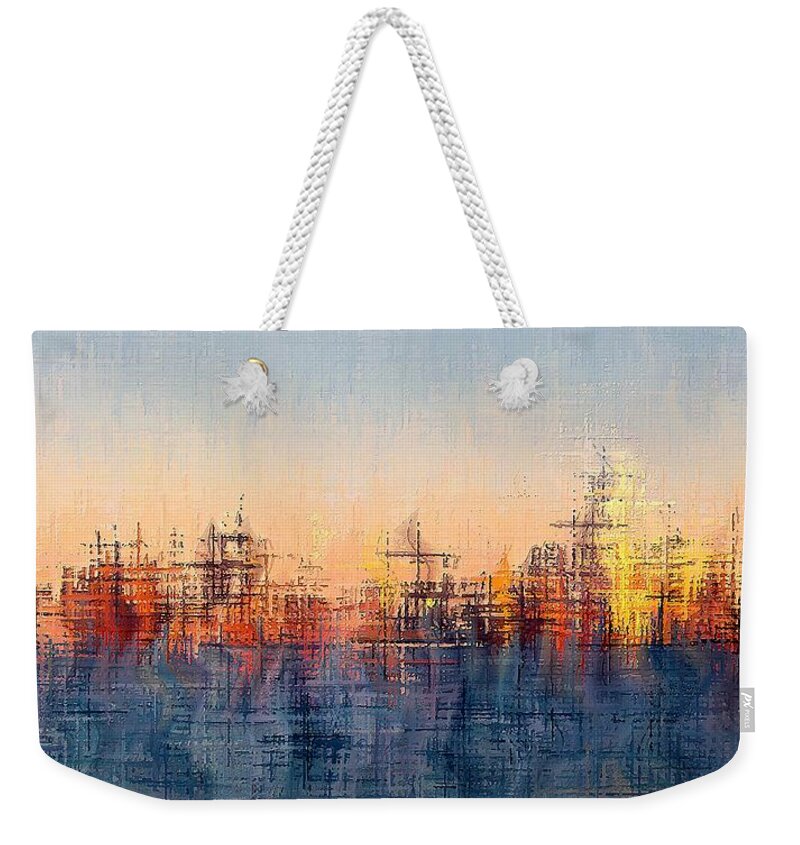 Skyline Weekender Tote Bag featuring the digital art Metro Morning by David Manlove