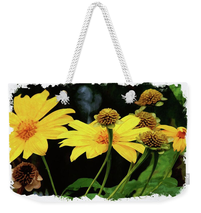 Flower Weekender Tote Bag featuring the digital art Mexican Sunflower by Chauncy Holmes