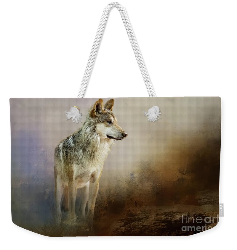 Zoo. Mexican Wolf Weekender Tote Bag featuring the mixed media Mexican Wolf Beauty by Ed Taylor