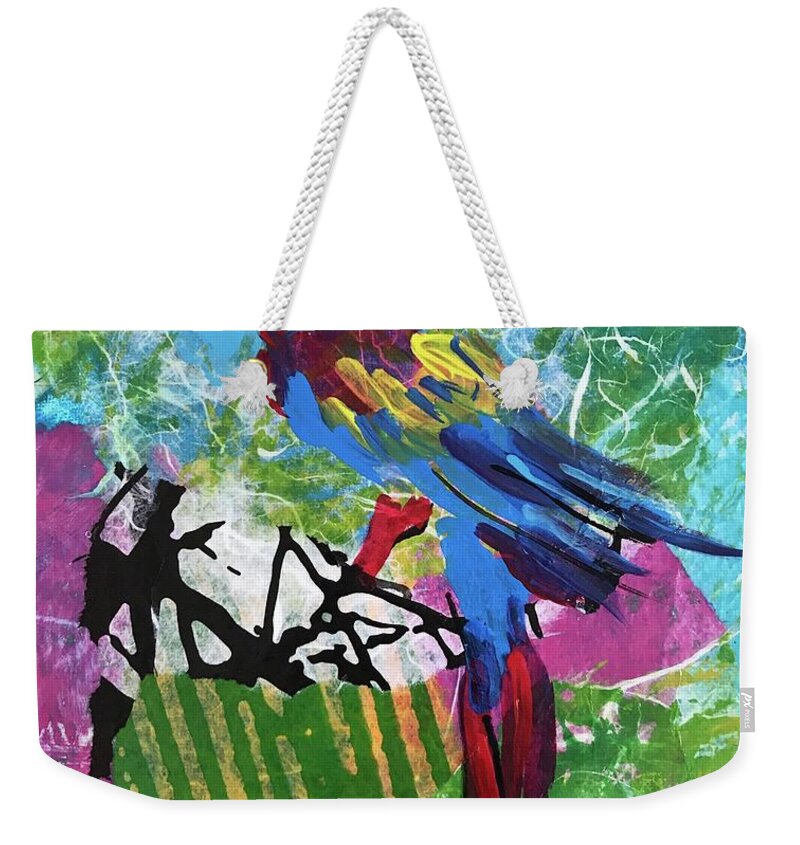Parrot Paintings Weekender Tote Bag featuring the painting Mexico Macaw II by Elaine Elliott