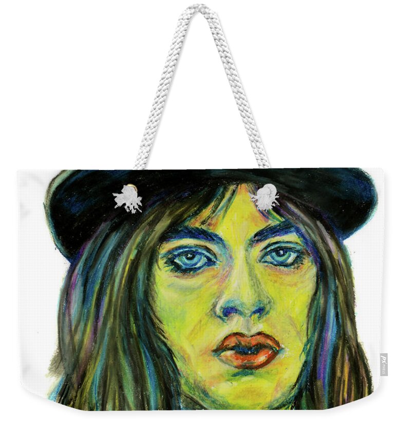 Mick Jagger Weekender Tote Bag featuring the pastel Mick Jagger Oil Pastels by Olga Hamilton