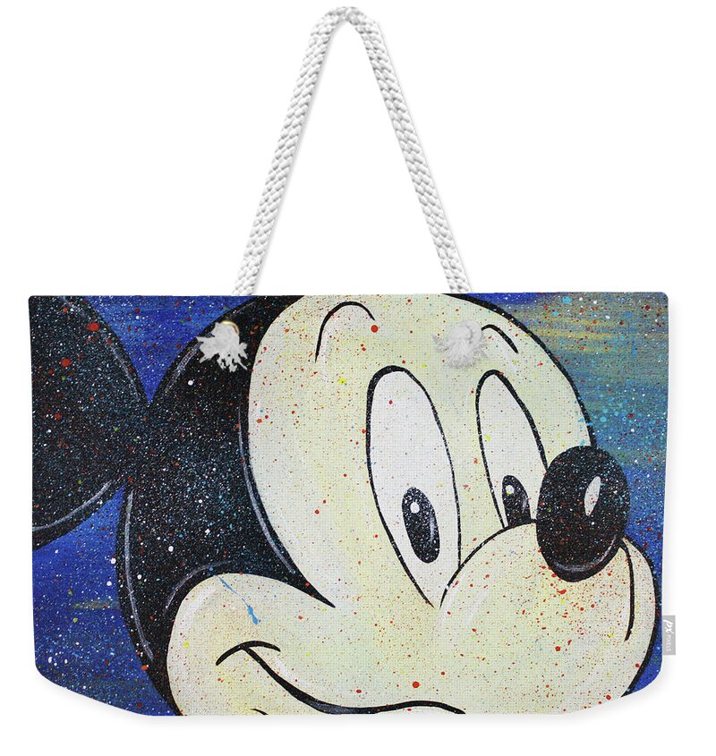 Mickey Mouse Weekender Tote Bag featuring the painting Mickey Mouse PSHH by Kathleen Artist PRO