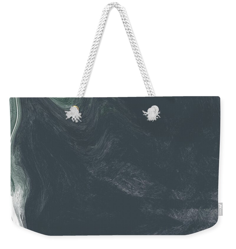 Microcosm Weekender Tote Bag featuring the digital art Microcosm 1 - Abstract Contemporary Fluid Painting - Grey, White by Studio Grafiikka