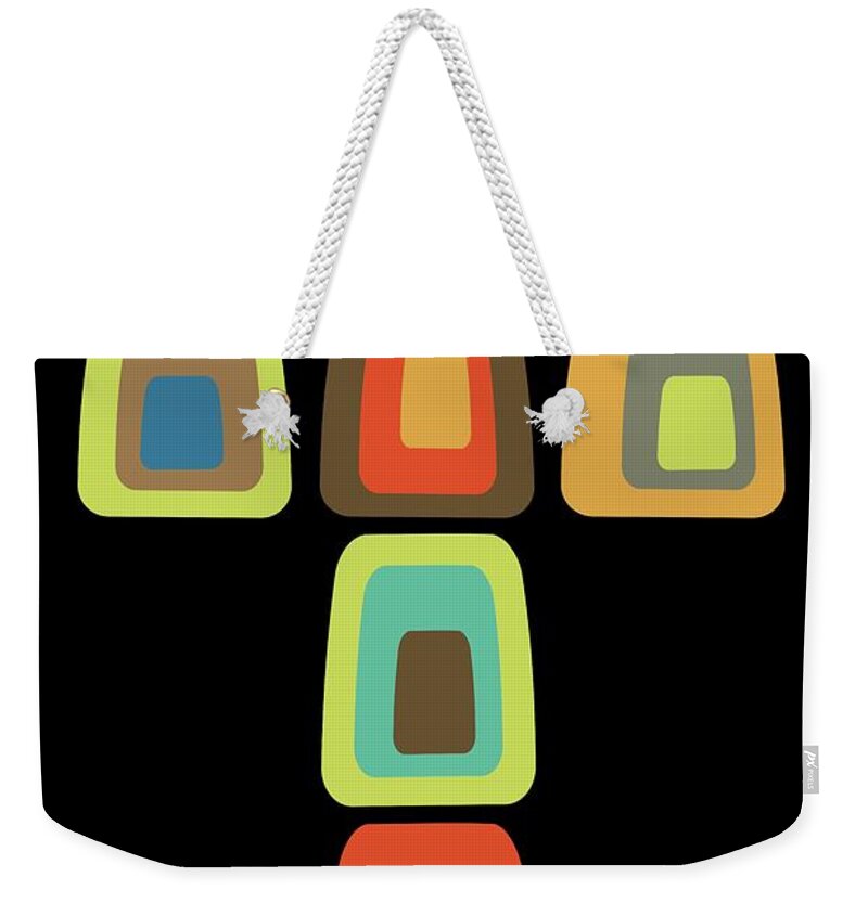 Christian Weekender Tote Bag featuring the digital art Mid Century Modern Oblong Cross by Donna Mibus