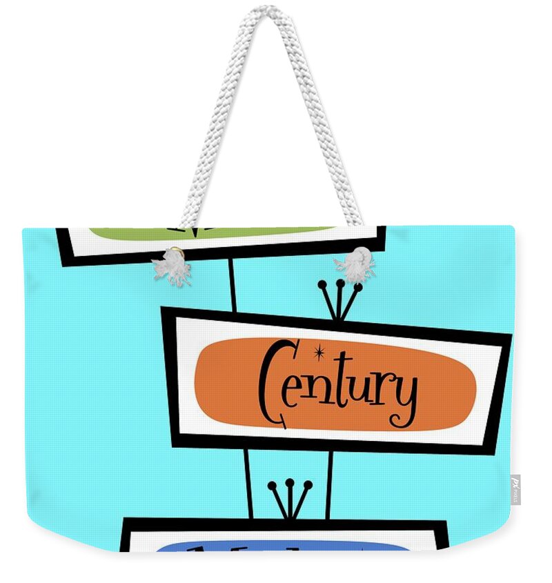 Mid Century Modern Weekender Tote Bag featuring the digital art Mid Century Modern Signs by Donna Mibus