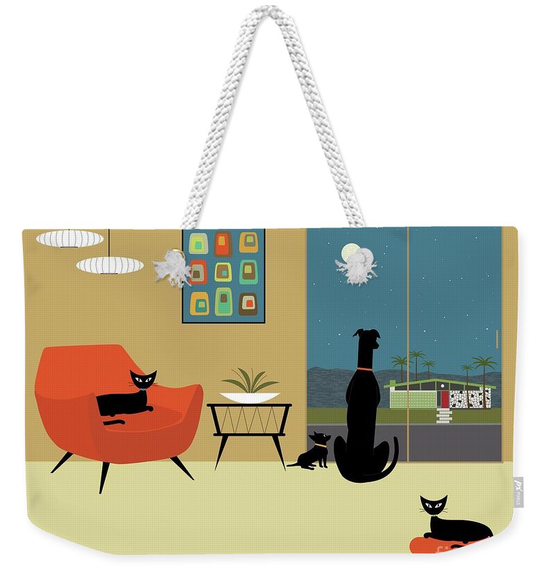 Mid Century Modern Weekender Tote Bag featuring the digital art Mid Century Modern View by Donna Mibus