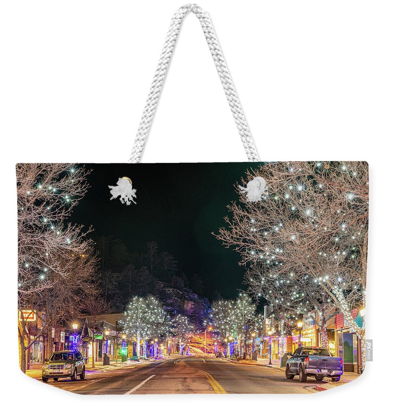 Rocky Mountain National Park Weekender Tote Bag featuring the photograph Mid January in Estes Park Colorado by Douglas Wielfaert