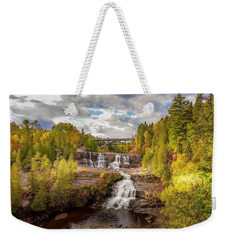 Waterfall Weekender Tote Bag featuring the photograph Middle Falls in Autumn by Susan Rydberg