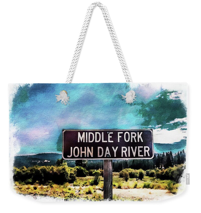 River Weekender Tote Bag featuring the photograph Middle Fork w/ Dream Vignette Border by Tammy Bryant